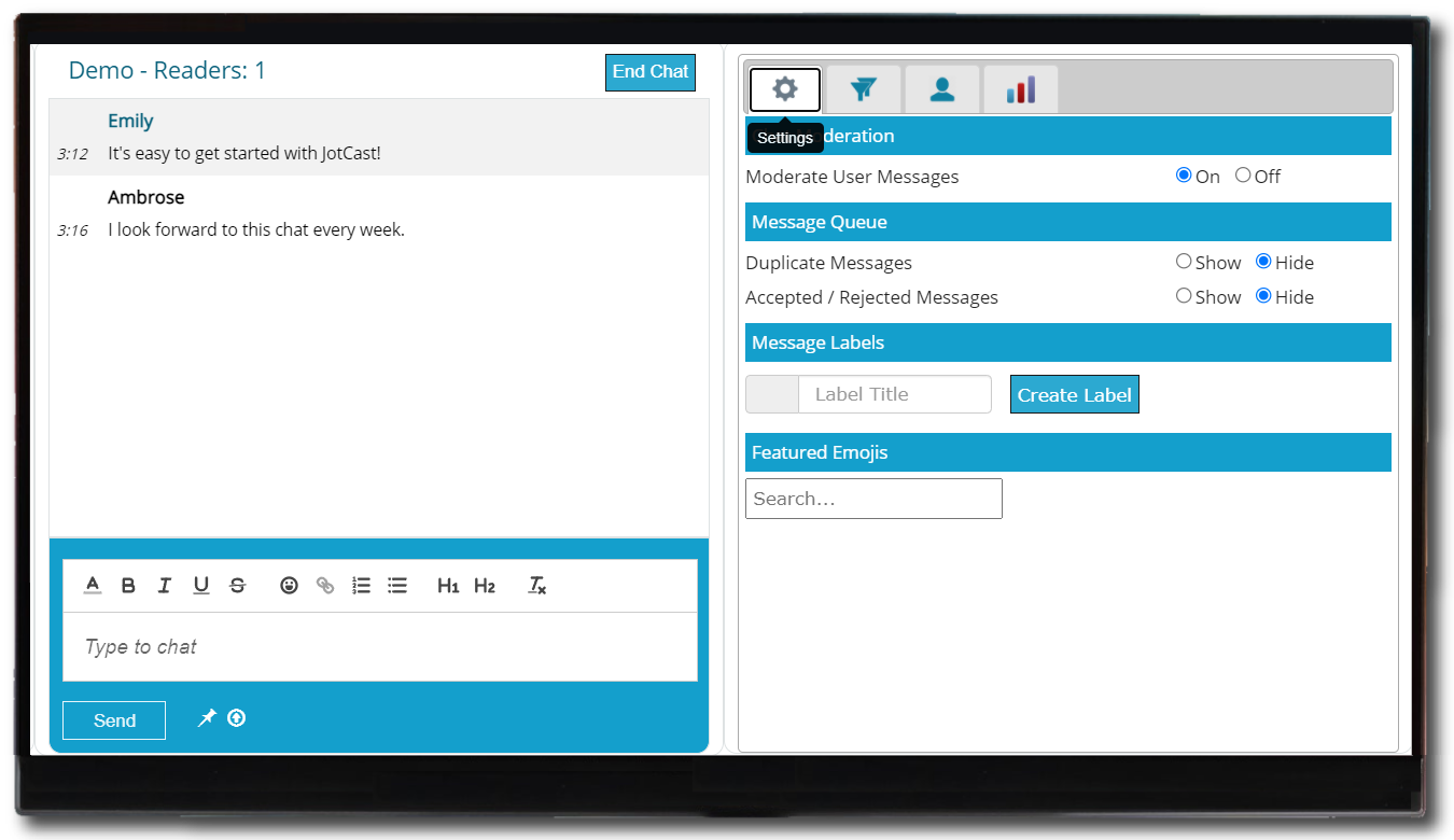 Moderator panel settings