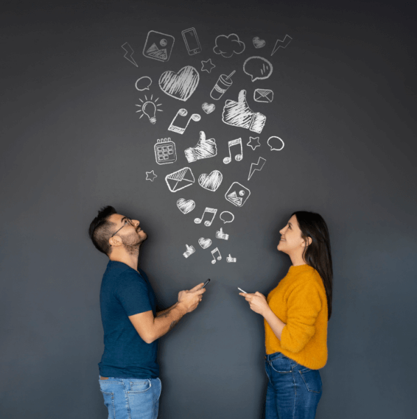 Chalk illustrations of apps