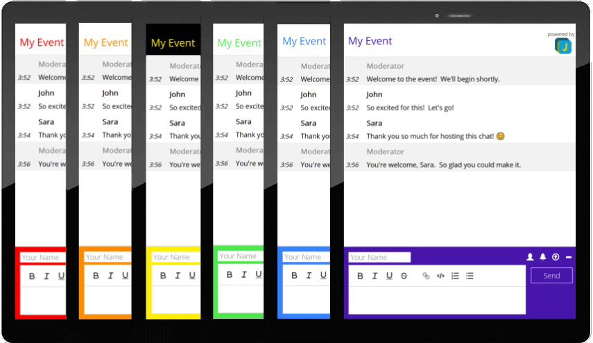 Multiple tablets with different themed chats