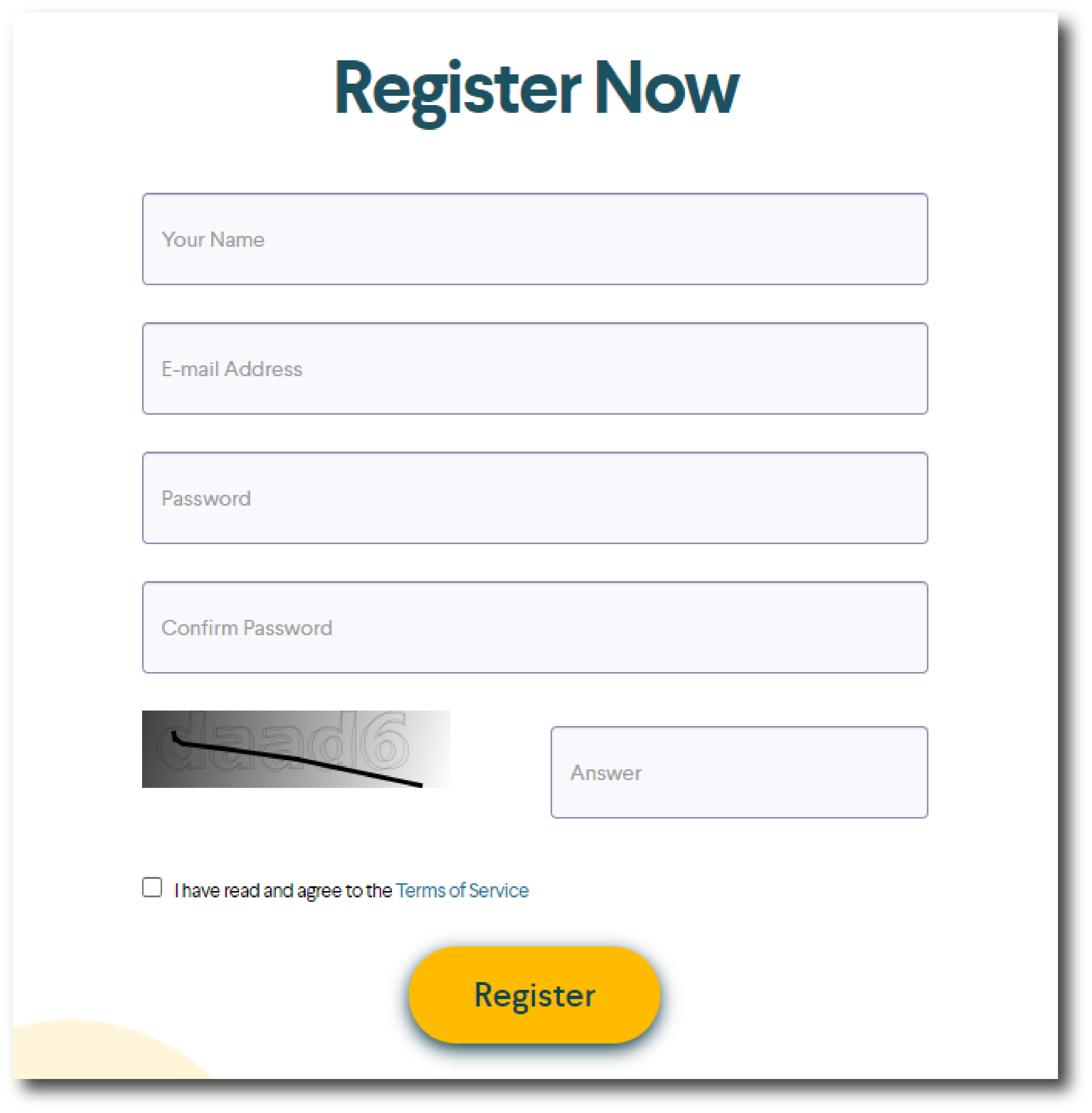 Registration form