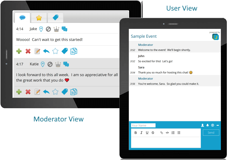 JotCast moderator and user view